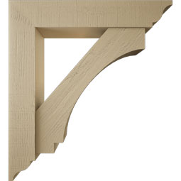 Ekena Millwork - BKTUR0756X40X44IMP01RCPR - Timberthane Faux Wood Imperial Style Bracket w/ Offset Brace, Traditional Ends, 7 1/2"W x 40"D x 44"H, Primed Tan