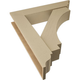 Ekena Millwork - BKTUR0756X40X44IMP01RCPR - Timberthane Faux Wood Imperial Style Bracket w/ Offset Brace, Traditional Ends, 7 1/2"W x 40"D x 44"H, Primed Tan
