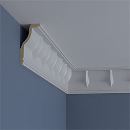 Ekena Millwork - MLD05X02X05DC - Endurathane Deco Crown Moulding, 4 3/4"H x 2 3/8"P x 5 1/4"F x 94 1/2"L, Factory Primed
