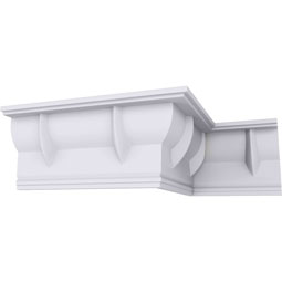 Ekena Millwork - MLD05X02X05DC - Endurathane Deco Crown Moulding, 4 3/4"H x 2 3/8"P x 5 1/4"F x 94 1/2"L, Factory Primed