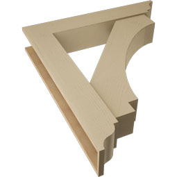 Ekena Millwork - BKTUR0756X42X48IMP01RCPR - Timberthane Faux Wood Imperial Style Bracket w/ Offset Brace, Traditional Ends, 7 1/2"W x 42"D x 48"H, Primed Tan