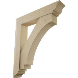 Ekena Millwork - BKTUR0756X42X48IMP01RCPR - Timberthane Faux Wood Imperial Style Bracket w/ Offset Brace, Traditional Ends, 7 1/2"W x 42"D x 48"H, Primed Tan