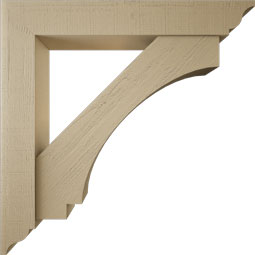 Ekena Millwork - BKTUR0756X48X48IMP01RCPR - Timberthane Faux Wood Imperial Style Bracket w/ Offset Brace, Traditional Ends, 7 1/2"W x 48"D x 48"H, Primed Tan