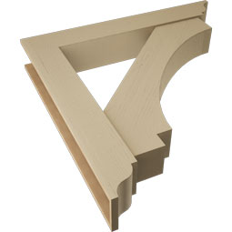 Ekena Millwork - BKTUR0756X48X48IMP01RCPR - Timberthane Faux Wood Imperial Style Bracket w/ Offset Brace, Traditional Ends, 7 1/2"W x 48"D x 48"H, Primed Tan