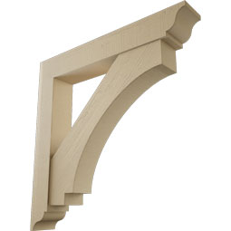 Ekena Millwork - BKTUR0756X48X48IMP01RCPR - Timberthane Faux Wood Imperial Style Bracket w/ Offset Brace, Traditional Ends, 7 1/2"W x 48"D x 48"H, Primed Tan