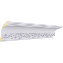 Ekena Millwork - MLD04X04X05BQ - Endurathane Baroque Crown Moulding, 3 3/4"H x 3 3/4"P x 5 1/4"F x 94 1/2"L, Factory Primed