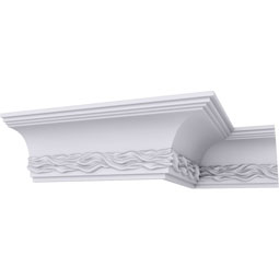 Ekena Millwork - MLD04X04X05BQ - Endurathane Baroque Crown Moulding, 3 3/4"H x 3 3/4"P x 5 1/4"F x 94 1/2"L, Factory Primed