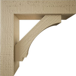 Ekena Millwork - BKTUR0352X14X14IMP05RCPR - Timberthane Faux Wood Imperial Style Bracket w/ Offset Brace, Block Ends, 3 1/2"W x 14"D x 14"H, Primed Tan