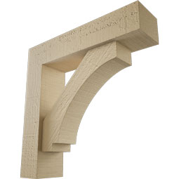 Ekena Millwork - BKTUR0352X14X14IMP05RCPR - Timberthane Faux Wood Imperial Style Bracket w/ Offset Brace, Block Ends, 3 1/2"W x 14"D x 14"H, Primed Tan