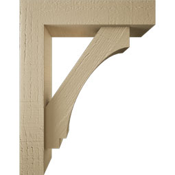 Ekena Millwork - BKTUR0352X14X18IMP05RCPR - Timberthane Faux Wood Imperial Style Bracket w/ Offset Brace, Block Ends, 3 1/2"W x 14"D x 18"H, Primed Tan