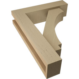 Ekena Millwork - BKTUR0352X14X18IMP05RCPR - Timberthane Faux Wood Imperial Style Bracket w/ Offset Brace, Block Ends, 3 1/2"W x 14"D x 18"H, Primed Tan