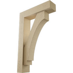 Ekena Millwork - BKTUR0352X14X22IMP05RCPR - Timberthane Faux Wood Imperial Style Bracket w/ Offset Brace, Block Ends, 3 1/2"W x 14"D x 22"H, Primed Tan