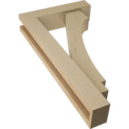 Ekena Millwork - BKTUR0352X14X26IMP05RCPR - Timberthane Faux Wood Imperial Style Bracket w/ Offset Brace, Block Ends, 3 1/2"W x 14"D x 26"H, Primed Tan