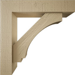 Ekena Millwork - BKTUR0352X16X16IMP05RCPR - Timberthane Faux Wood Imperial Style Bracket w/ Offset Brace, Block Ends, 3 1/2"W x 16"D x 16"H, Primed Tan