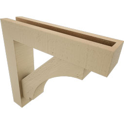 Ekena Millwork - BKTUR0352X16X16IMP05RCPR - Timberthane Faux Wood Imperial Style Bracket w/ Offset Brace, Block Ends, 3 1/2"W x 16"D x 16"H, Primed Tan