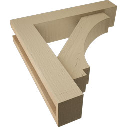 Ekena Millwork - BKTUR0352X16X16IMP05RCPR - Timberthane Faux Wood Imperial Style Bracket w/ Offset Brace, Block Ends, 3 1/2"W x 16"D x 16"H, Primed Tan
