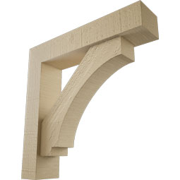 Ekena Millwork - BKTUR0352X16X16IMP05RCPR - Timberthane Faux Wood Imperial Style Bracket w/ Offset Brace, Block Ends, 3 1/2"W x 16"D x 16"H, Primed Tan