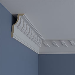 Ekena Millwork - MLD05X02X05AN - Endurathane Anise Crown Moulding, 4 3/4"H x 2 3/8"P x 5 1/4"F x 94 1/2"L, Factory Primed