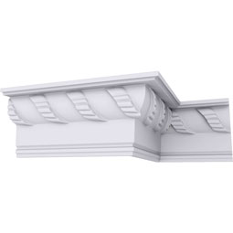 Ekena Millwork - MLD05X02X05AN - Endurathane Anise Crown Moulding, 4 3/4"H x 2 3/8"P x 5 1/4"F x 94 1/2"L, Factory Primed