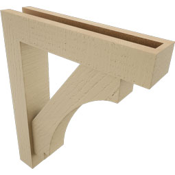 Ekena Millwork - BKTUR0352X16X20IMP05RCPR - Timberthane Faux Wood Imperial Style Bracket w/ Offset Brace, Block Ends, 3 1/2"W x 16"D x 20"H, Primed Tan