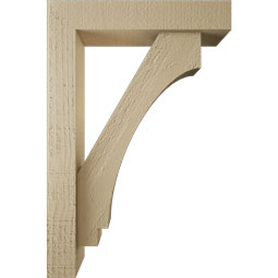 Ekena Millwork - BKTUR0352X16X24IMP05RCPR - Timberthane Faux Wood Imperial Style Bracket w/ Offset Brace, Block Ends, 3 1/2"W x 16"D x 24"H, Primed Tan