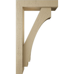 Ekena Millwork - BKTUR0352X16X28IMP05RCPR - Timberthane Faux Wood Imperial Style Bracket w/ Offset Brace, Block Ends, 3 1/2"W x 16"D x 28"H, Primed Tan
