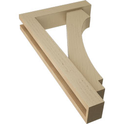 Ekena Millwork - BKTUR0352X16X28IMP05RCPR - Timberthane Faux Wood Imperial Style Bracket w/ Offset Brace, Block Ends, 3 1/2"W x 16"D x 28"H, Primed Tan