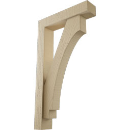 Ekena Millwork - BKTUR0352X16X28IMP05RCPR - Timberthane Faux Wood Imperial Style Bracket w/ Offset Brace, Block Ends, 3 1/2"W x 16"D x 28"H, Primed Tan