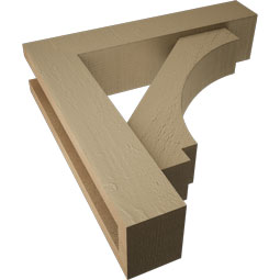 Ekena Millwork - BKTUROIMP44 - Timberthane Rough Cedar Faux Wood Imperial Block Bracket w/ Offset Brace