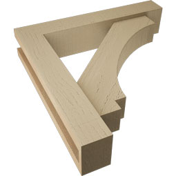 Ekena Millwork - BKTUR0352X18X18IMP05RCPR - Timberthane Faux Wood Imperial Style Bracket w/ Offset Brace, Block Ends, 3 1/2"W x 18"D x 18"H, Primed Tan