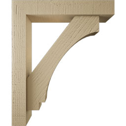 Ekena Millwork - BKTUR0352X18X22IMP05RCPR - Timberthane Faux Wood Imperial Style Bracket w/ Offset Brace, Block Ends, 3 1/2"W x 18"D x 22"H, Primed Tan