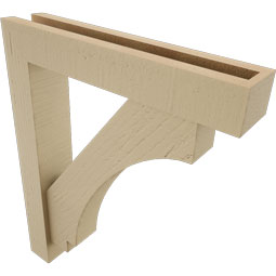Ekena Millwork - BKTUR0352X18X22IMP05RCPR - Timberthane Faux Wood Imperial Style Bracket w/ Offset Brace, Block Ends, 3 1/2"W x 18"D x 22"H, Primed Tan