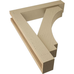 Ekena Millwork - BKTUR0352X18X22IMP05RCPR - Timberthane Faux Wood Imperial Style Bracket w/ Offset Brace, Block Ends, 3 1/2"W x 18"D x 22"H, Primed Tan
