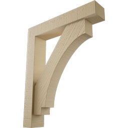 Ekena Millwork - BKTUR0352X18X22IMP05RCPR - Timberthane Faux Wood Imperial Style Bracket w/ Offset Brace, Block Ends, 3 1/2"W x 18"D x 22"H, Primed Tan