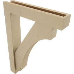 Ekena Millwork - BKTUR0352X18X26IMP05RCPR - Timberthane Faux Wood Imperial Style Bracket w/ Offset Brace, Block Ends, 3 1/2"W x 18"D x 26"H, Primed Tan