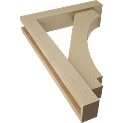 Ekena Millwork - BKTUR0352X18X26IMP05RCPR - Timberthane Faux Wood Imperial Style Bracket w/ Offset Brace, Block Ends, 3 1/2"W x 18"D x 26"H, Primed Tan