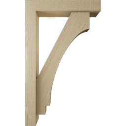 Ekena Millwork - BKTUR0352X18X30IMP05RCPR - Timberthane Faux Wood Imperial Style Bracket w/ Offset Brace, Block Ends, 3 1/2"W x 18"D x 30"H, Primed Tan