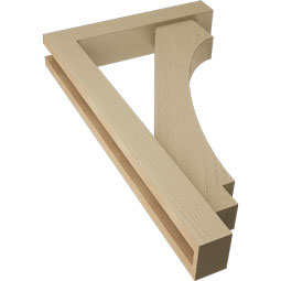 Ekena Millwork - BKTUR0352X18X30IMP05RCPR - Timberthane Faux Wood Imperial Style Bracket w/ Offset Brace, Block Ends, 3 1/2"W x 18"D x 30"H, Primed Tan
