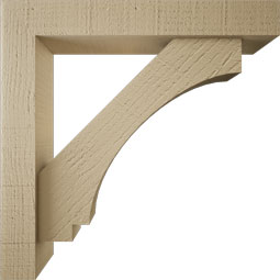 Ekena Millwork - BKTUR0352X20X20IMP05RCPR - Timberthane Faux Wood Imperial Style Bracket w/ Offset Brace, Block Ends, 3 1/2"W x 20"D x 20"H, Primed Tan