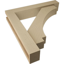 Ekena Millwork - BKTUR0352X20X20IMP05RCPR - Timberthane Faux Wood Imperial Style Bracket w/ Offset Brace, Block Ends, 3 1/2"W x 20"D x 20"H, Primed Tan