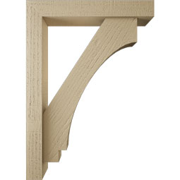 Ekena Millwork - BKTUR0352X20X28IMP05RCPR - Timberthane Faux Wood Imperial Style Bracket w/ Offset Brace, Block Ends, 3 1/2"W x 20"D x 28"H, Primed Tan