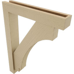 Ekena Millwork - BKTUR0352X20X28IMP05RCPR - Timberthane Faux Wood Imperial Style Bracket w/ Offset Brace, Block Ends, 3 1/2"W x 20"D x 28"H, Primed Tan