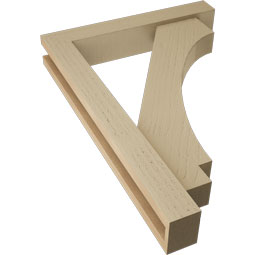Ekena Millwork - BKTUR0352X20X28IMP05RCPR - Timberthane Faux Wood Imperial Style Bracket w/ Offset Brace, Block Ends, 3 1/2"W x 20"D x 28"H, Primed Tan