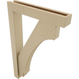 Ekena Millwork - BKTUR0352X20X32IMP05RCPR - Timberthane Faux Wood Imperial Style Bracket w/ Offset Brace, Block Ends, 3 1/2"W x 20"D x 32"H, Primed Tan