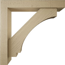 Ekena Millwork - BKTUR0352X22X22IMP05RCPR - Timberthane Faux Wood Imperial Style Bracket w/ Offset Brace, Block Ends, 3 1/2"W x 22"D x 22"H, Primed Tan