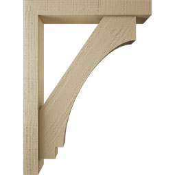 Ekena Millwork - BKTUR0352X22X30IMP05RCPR - Timberthane Faux Wood Imperial Style Bracket w/ Offset Brace, Block Ends, 3 1/2"W x 22"D x 30"H, Primed Tan