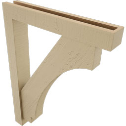 Ekena Millwork - BKTUR0352X22X30IMP05RCPR - Timberthane Faux Wood Imperial Style Bracket w/ Offset Brace, Block Ends, 3 1/2"W x 22"D x 30"H, Primed Tan