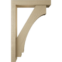 Ekena Millwork - BKTUR0352X22X34IMP05RCPR - Timberthane Faux Wood Imperial Style Bracket w/ Offset Brace, Block Ends, 3 1/2"W x 22"D x 34"H, Primed Tan