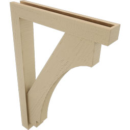 Ekena Millwork - BKTUR0352X22X34IMP05RCPR - Timberthane Faux Wood Imperial Style Bracket w/ Offset Brace, Block Ends, 3 1/2"W x 22"D x 34"H, Primed Tan