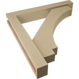 Ekena Millwork - BKTUR0352X24X24IMP05RCPR - Timberthane Faux Wood Imperial Style Bracket w/ Offset Brace, Block Ends, 3 1/2"W x 24"D x 24"H, Primed Tan